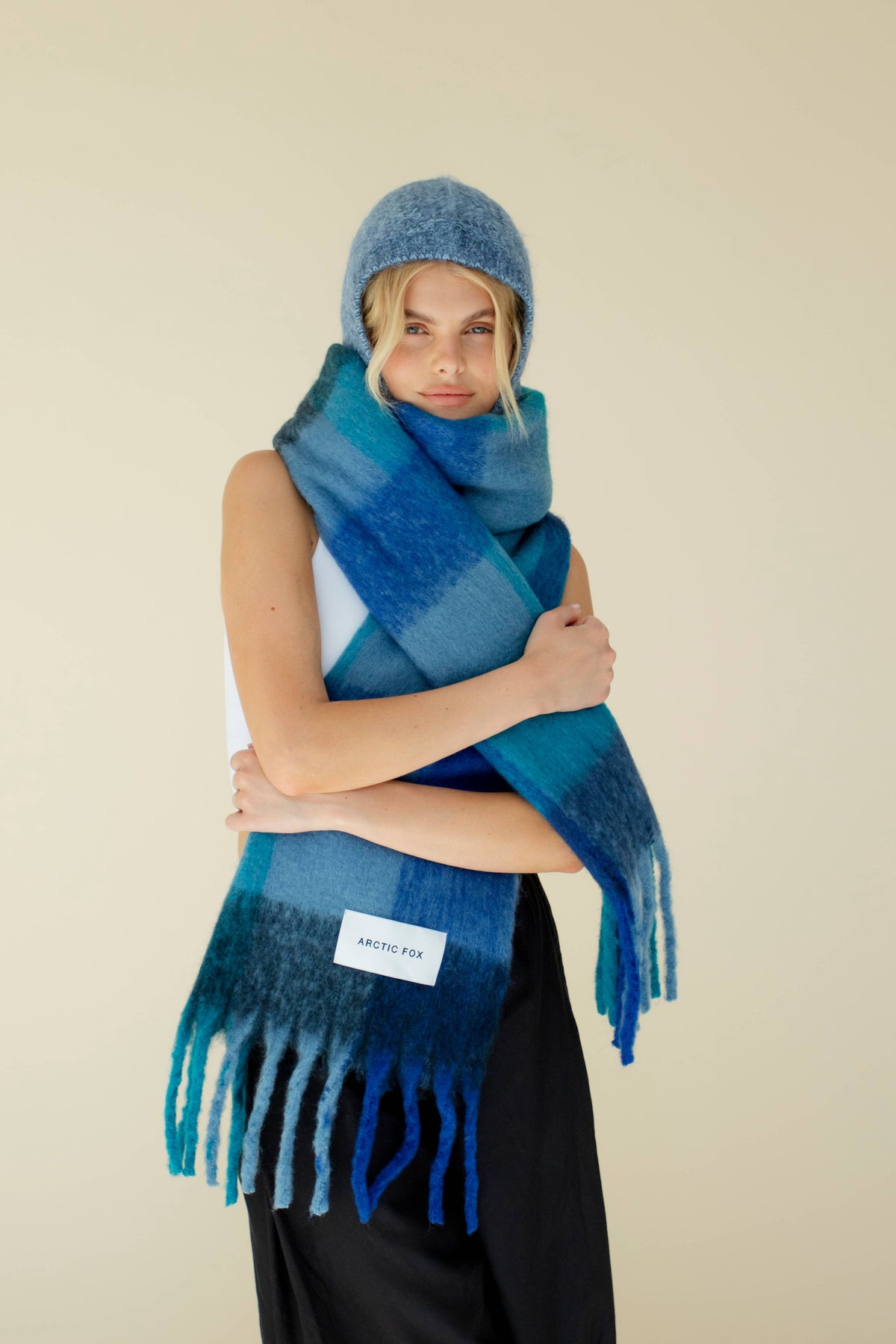 Arctic Fox & Co. - North America - The Reykjavik Scarf - 100% Recycled - Blue Check - FW26