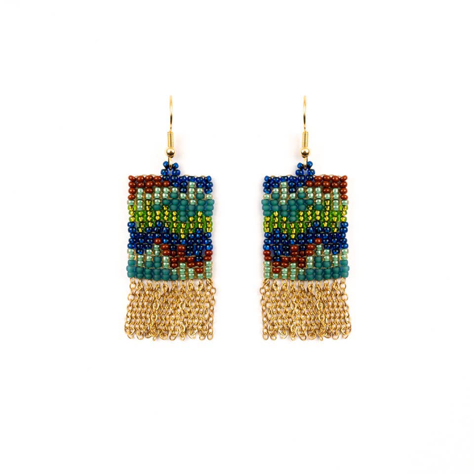 Rhythm Fringe Earrings: Peacock