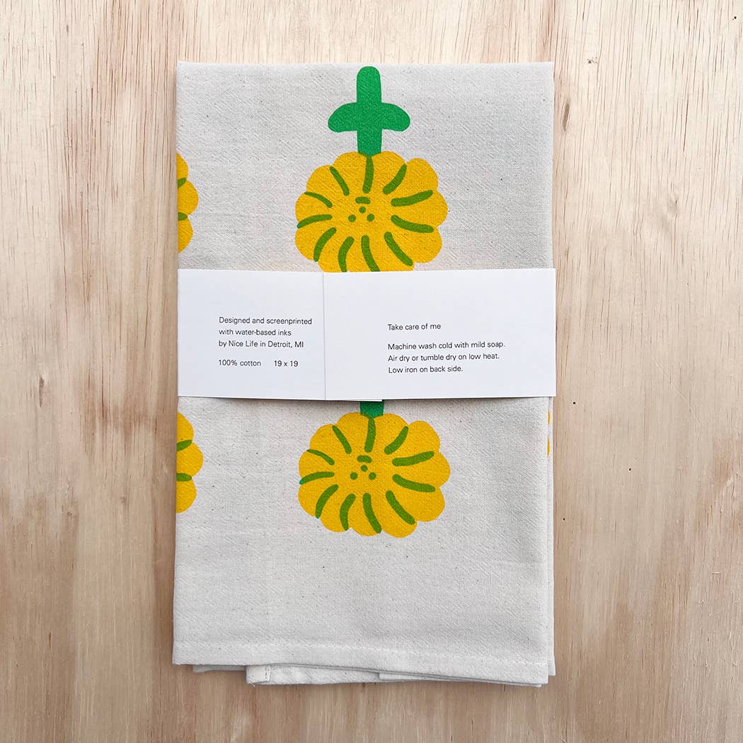Nice life - Happy flower tea towel