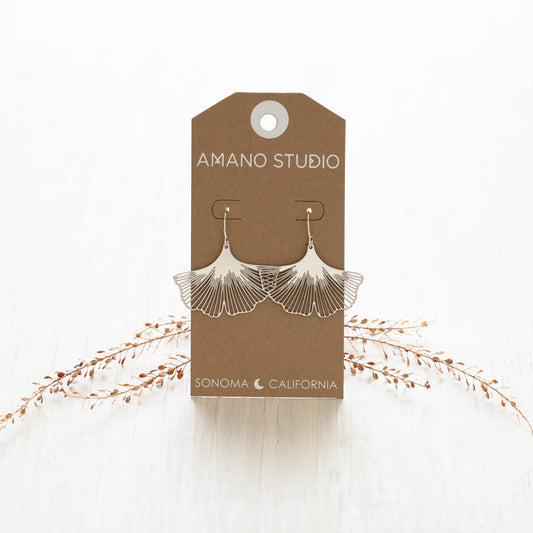 Ginkgo Leaf Earrings - Silver