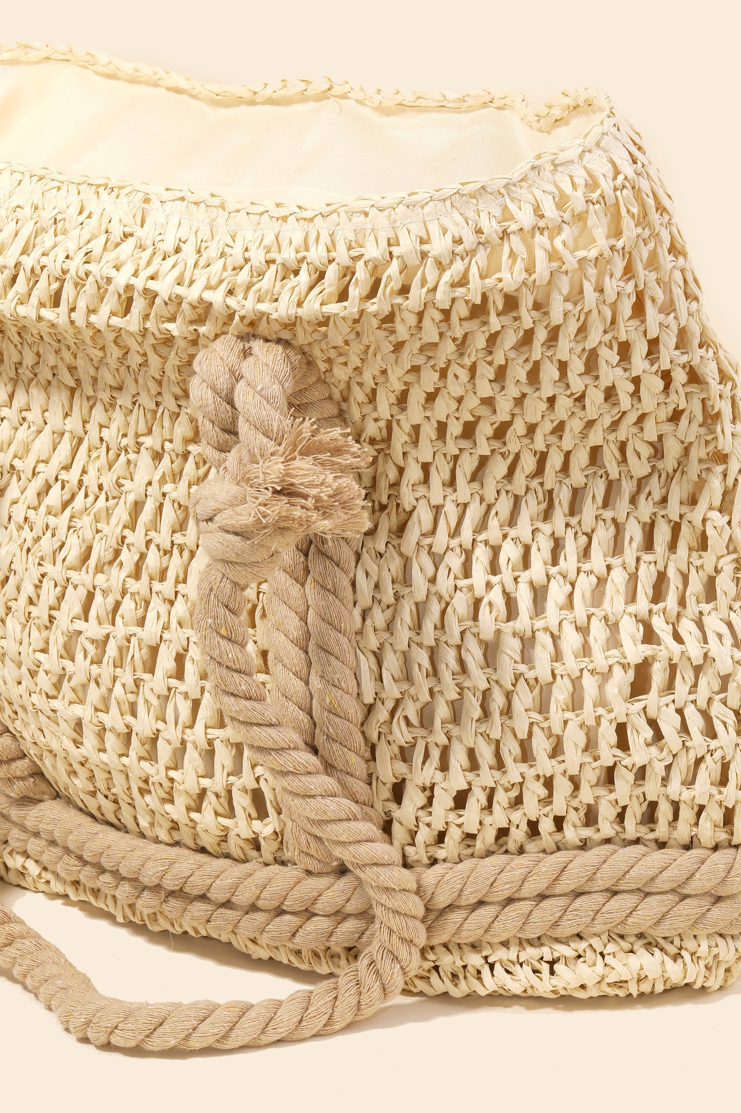 Rope Handle Straw Braided Tote Bag: IV