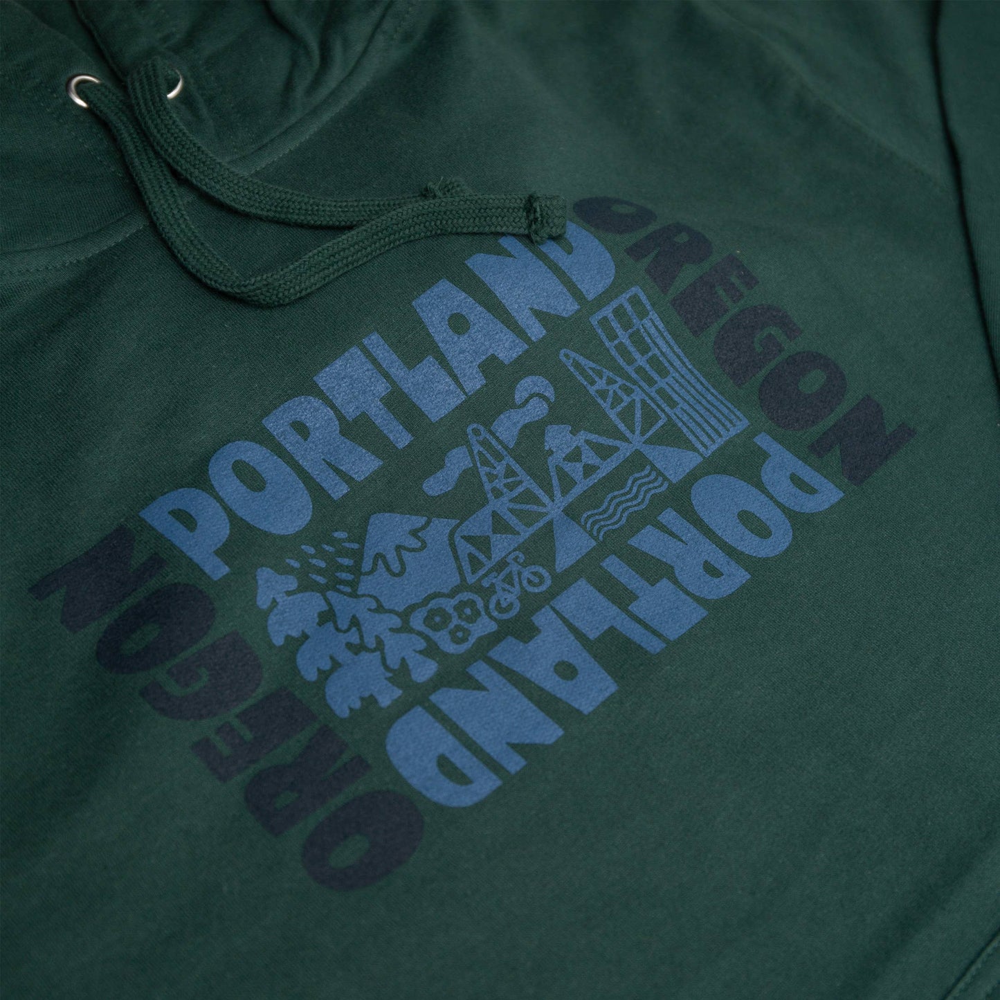 Portland OR Skyline Hoodie (Green): M