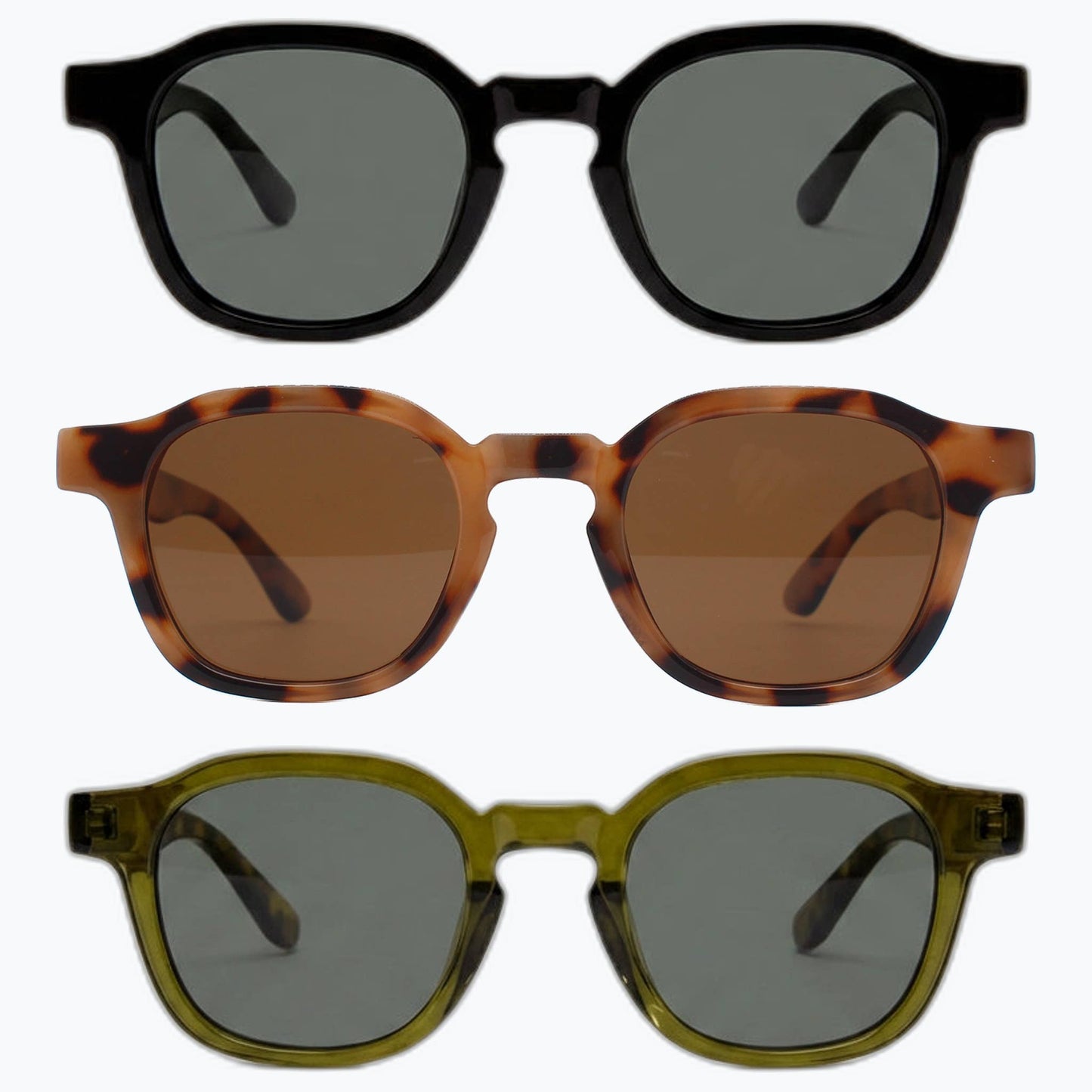 Jaxy Eyewear - Windsor - Retro Polarized Square Sunglasses for Women & Men: Olive