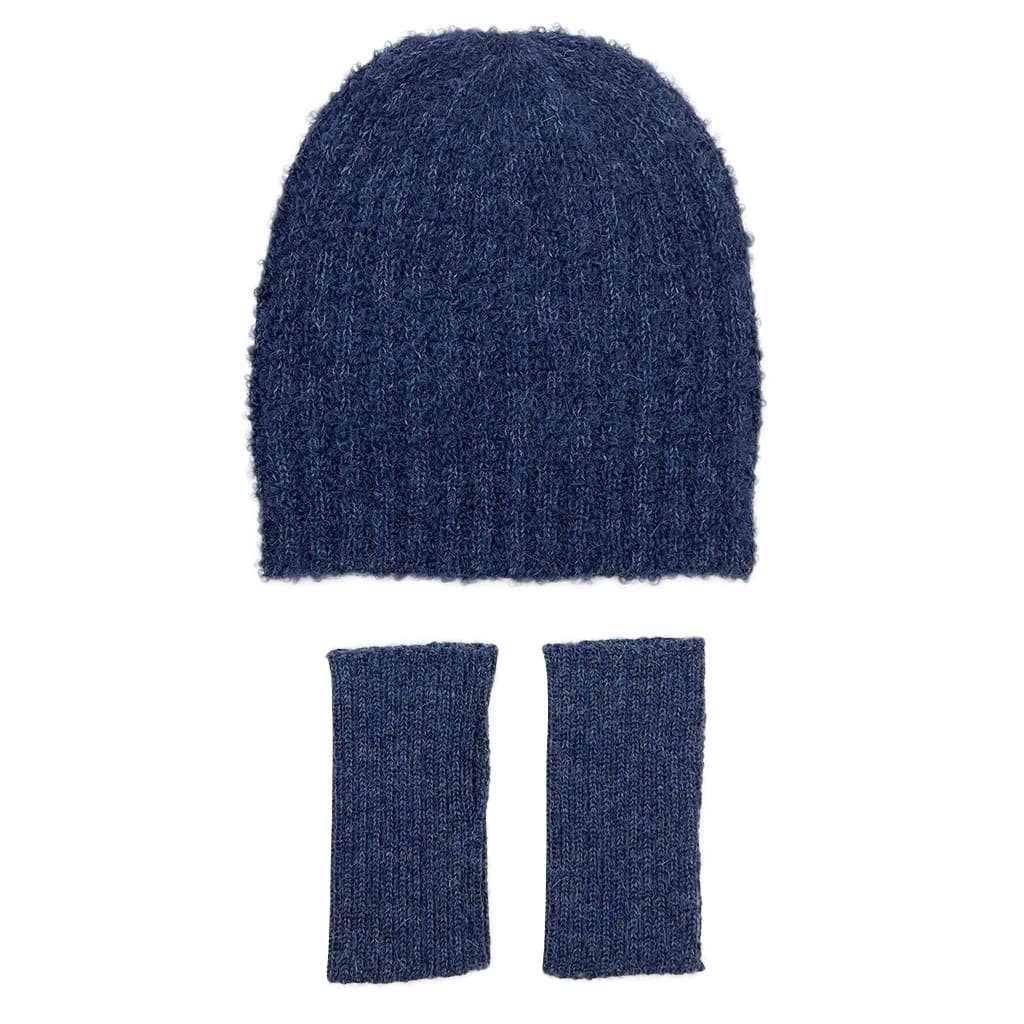 Navy Loop Knit Alpaca Beanie Hat