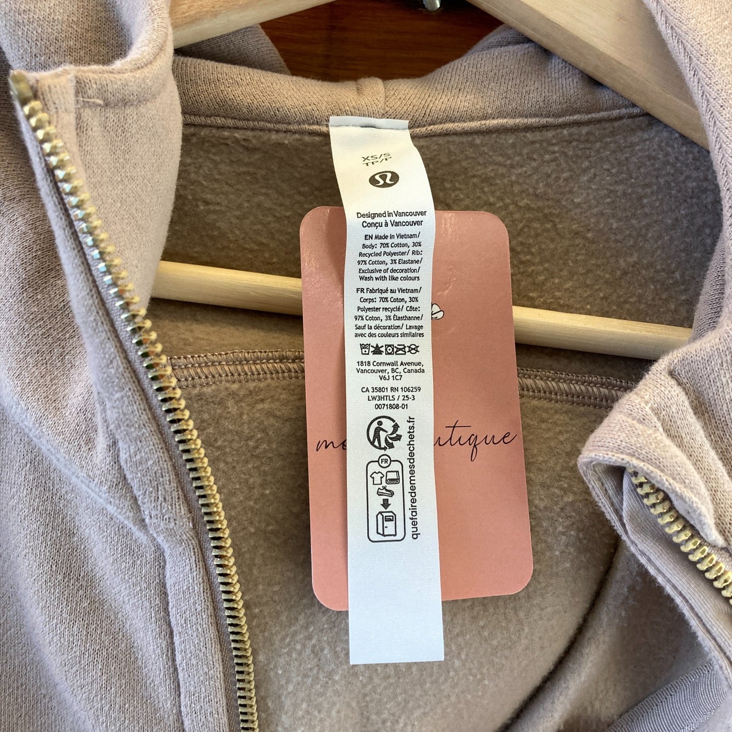 XS / S - Lululemon Beige Full Zip Hooded Oversized Scuba Sweatshirt 0927EK