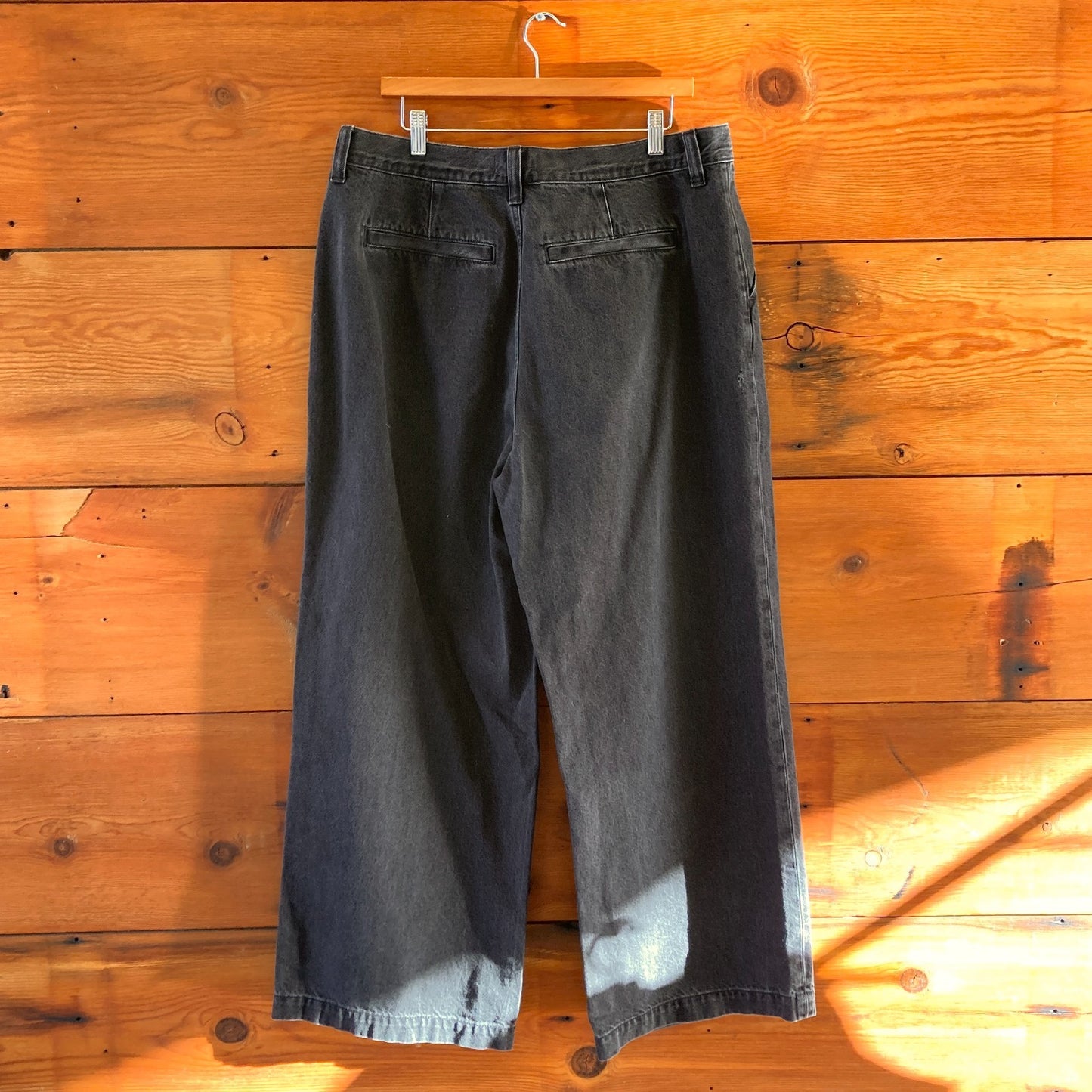 32 - Madewell $138 Black Wash HIgh Rise The Harlow Wide Leg Jeans NEW 0106KA