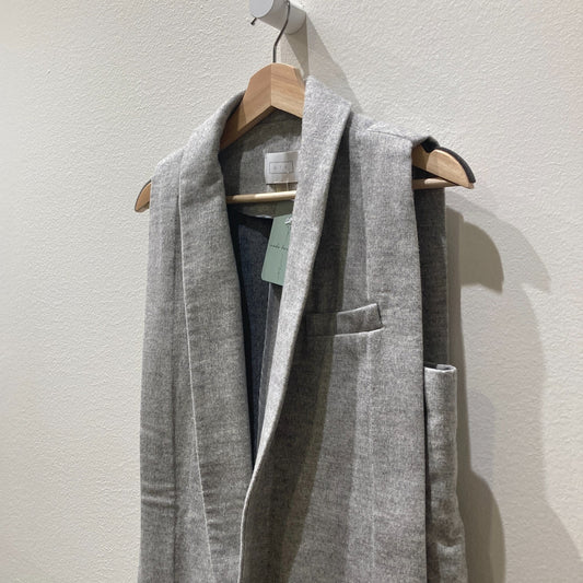 AYR Gray 100% Wool Sleeveless Open Front Long Vest - Size S - 1125KG