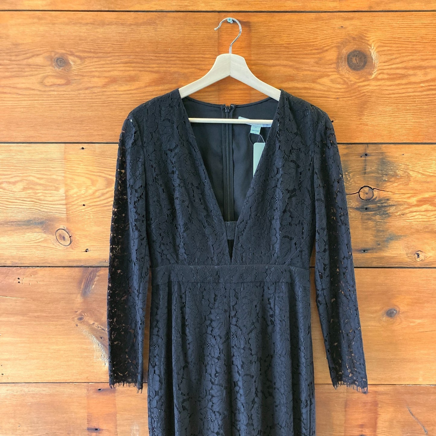 Diane von Furstenberg Black Lace Kyara Long Sleeve Jumpsuit - Size 6 - 1201CC