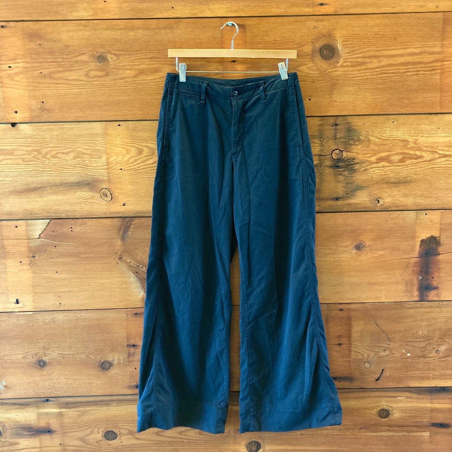 Rag & Bone Navy High Waisted Cotton Wide Leg Trousers Pants - Size 6 - 1011SC