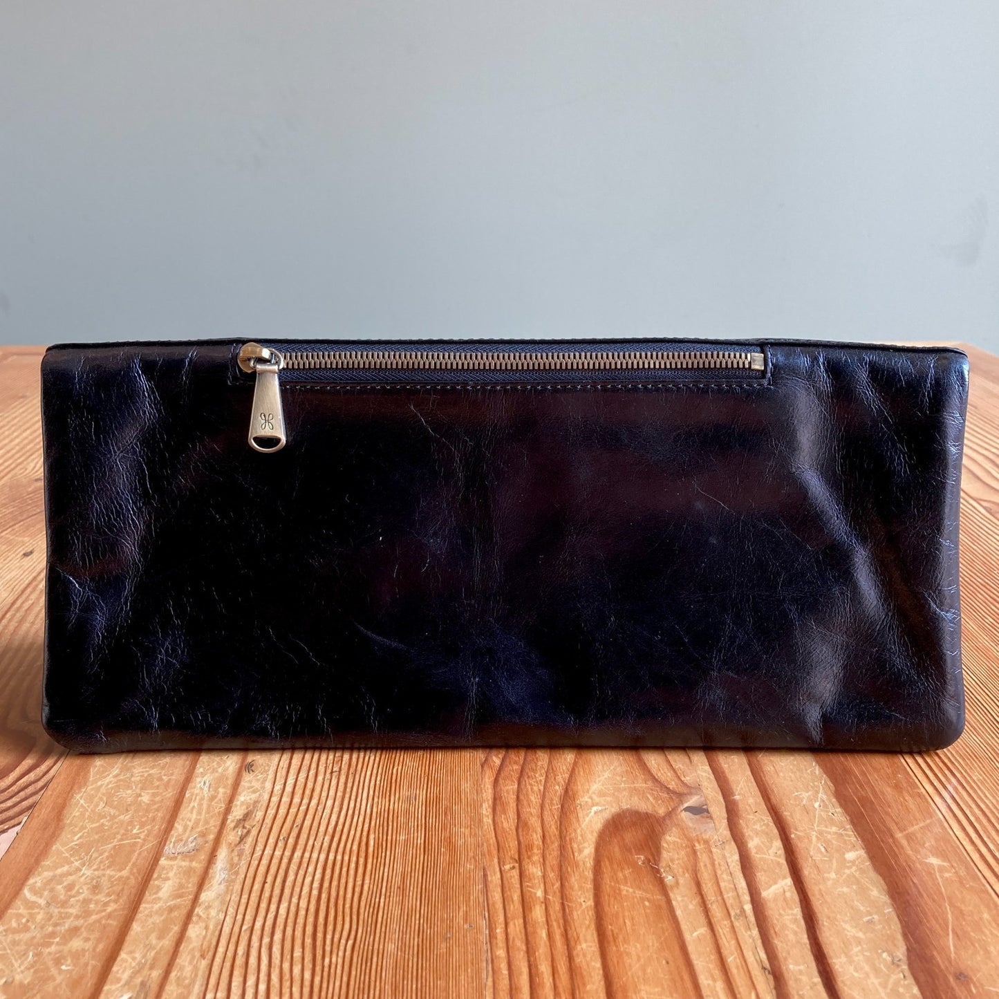 Hobo International Black Leather $168 Raine Foldover Clutch Bag - 0706KS