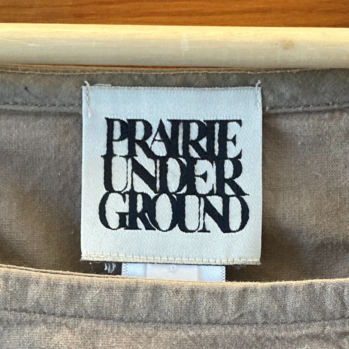Prairie Underground Tan Unique Strip Fabric Organic Shift Dress - Sz S - 1117KW