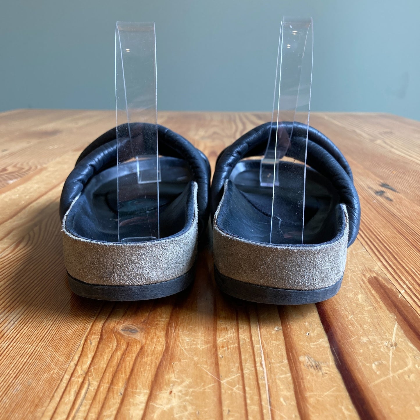 Isabel Marant Black Puffed Leather Sandals Slides Shoes - Size 38 / 8 - 0316CK