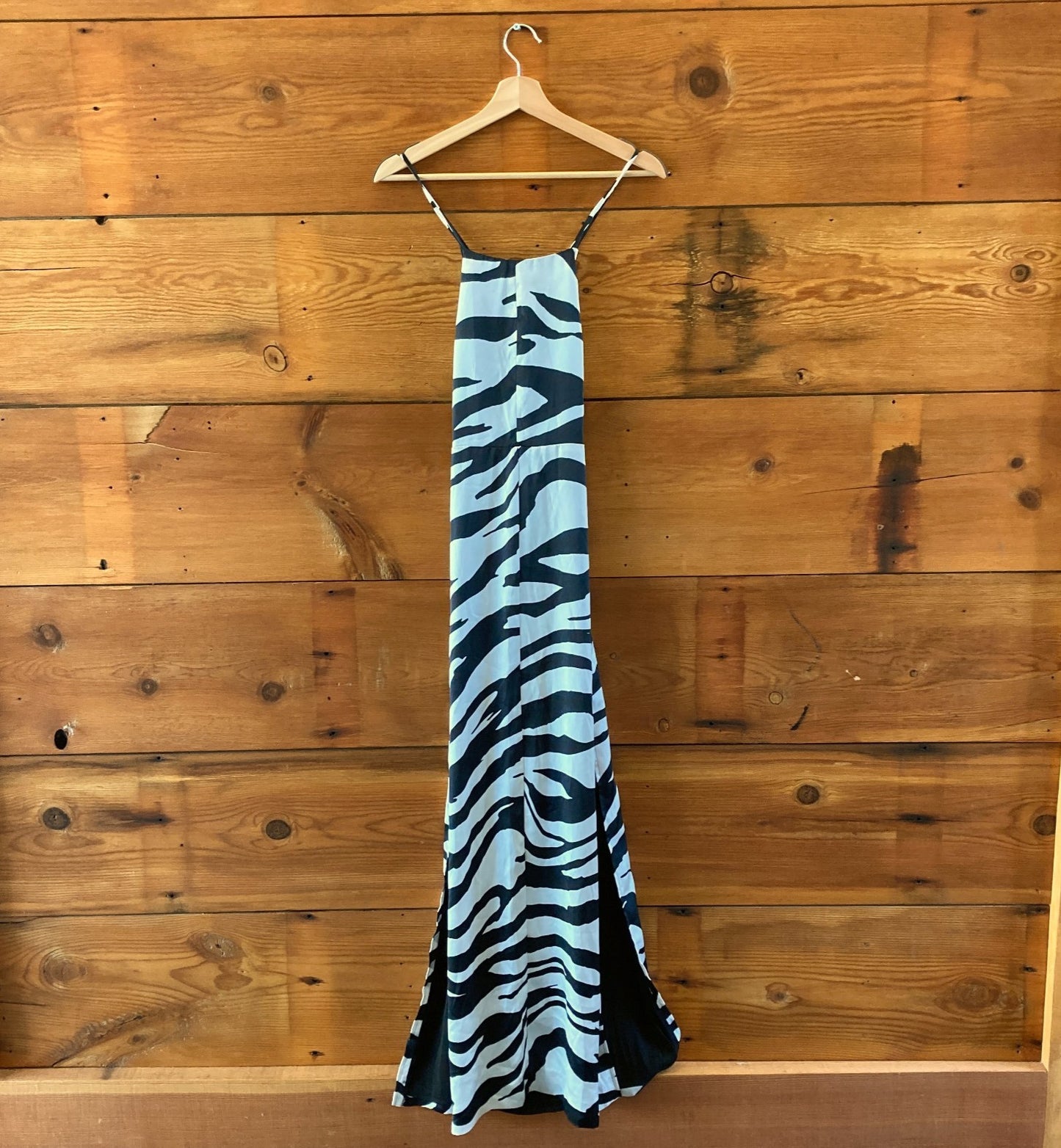 Free People $250 Black & White Abby Satin Zebra Dress - Size 0 - 0515CJ