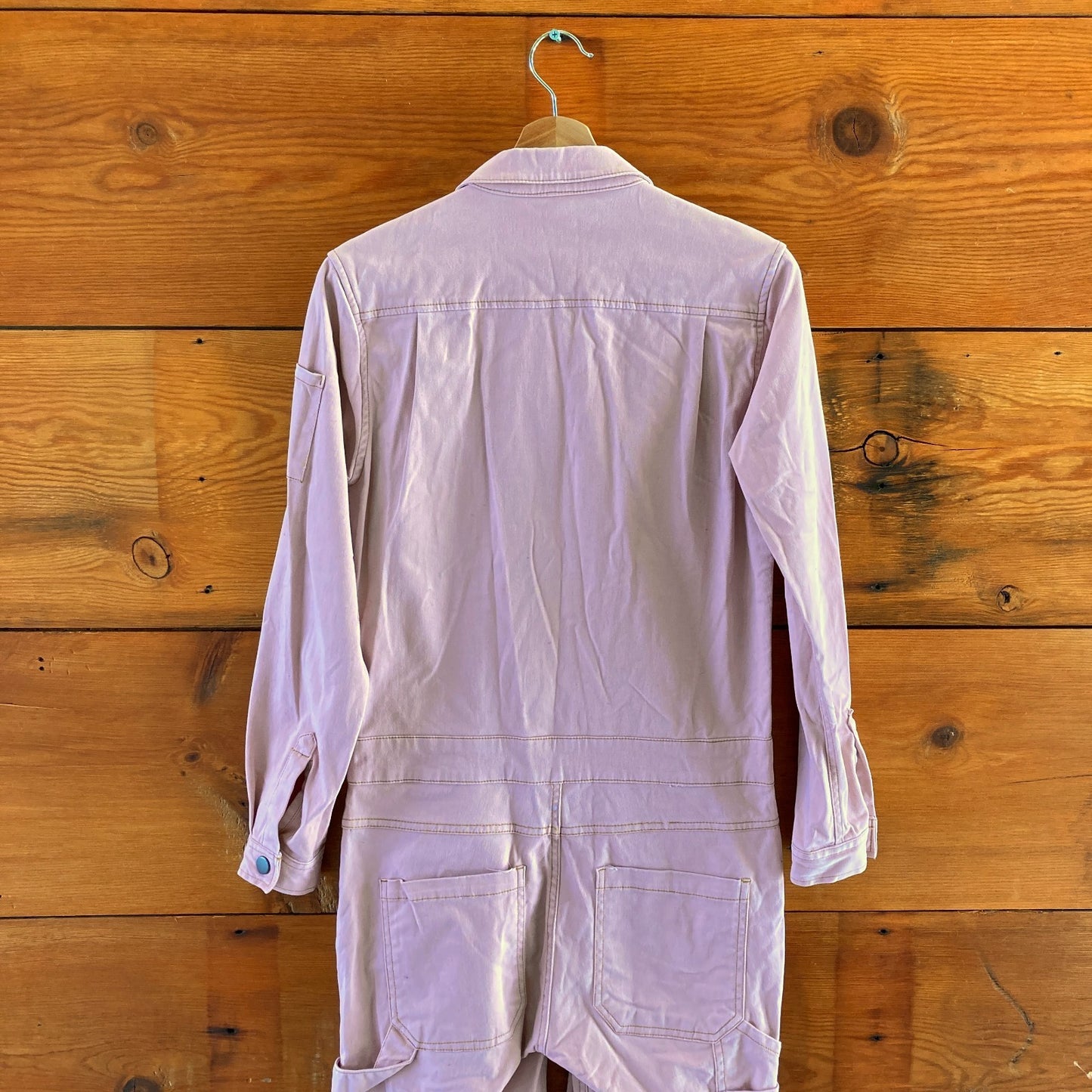 S - Wildfang Soft Pink Long Sleeve Essential Coverall Womens Jumpsuit 0313AH