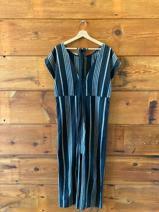 Ace & Jig Black Striped Cap Sleeve Tie Waist Jumpsuit - Size M / L - 0313AH