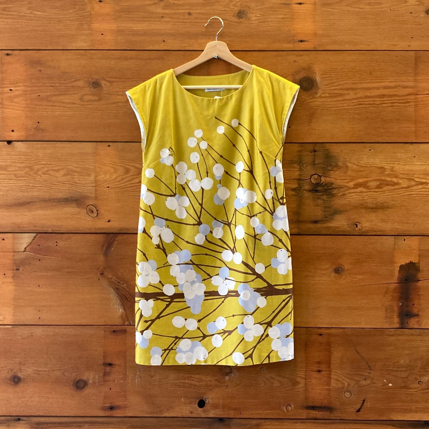 Marimekko Yellow Snowberry Print Ihvi Cap Sleeve Dress - Size 36 / S - 0203SK