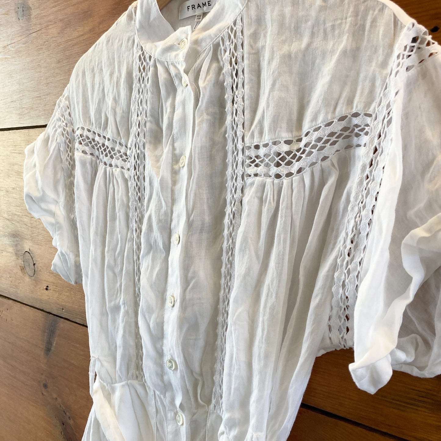 Frame White Linen Button Front Slip Lined Mini Dress - Size XXS - 0903BN