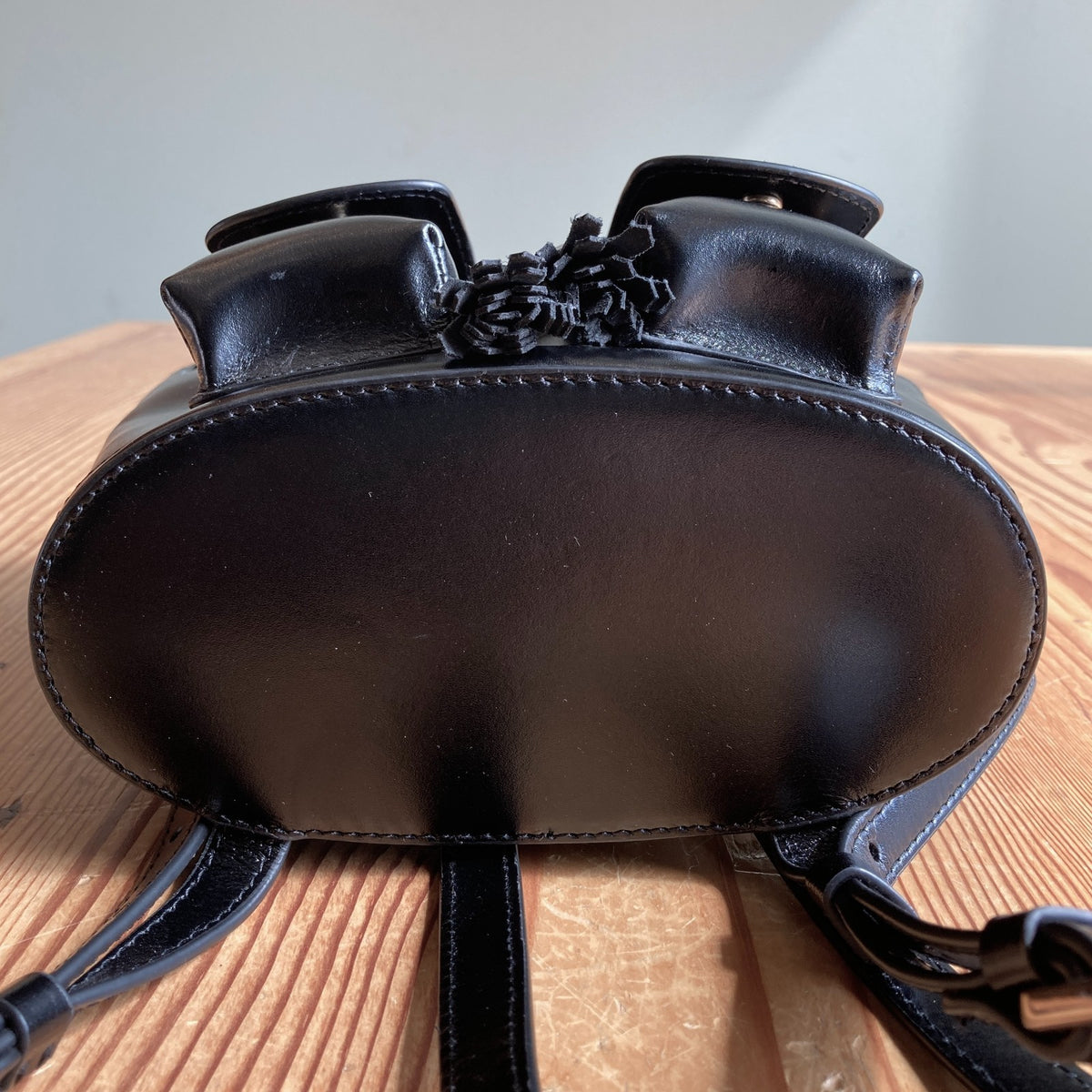 J Crew Black Italian Leather Small Backpack Bag - 0920PW