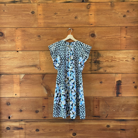 Rebecca Taylor $395 Black Floral Mix Short Sleeve Dress - Size 0 - NEW - 0521EW