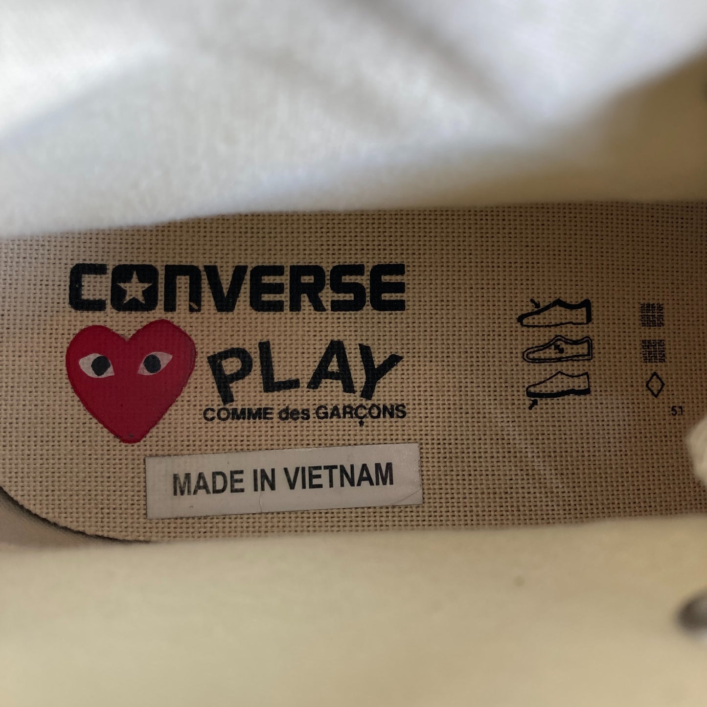 Converse X Play Comme Des Garcons Cream Dot High Heart Shoes - Size 8 - 0709EH