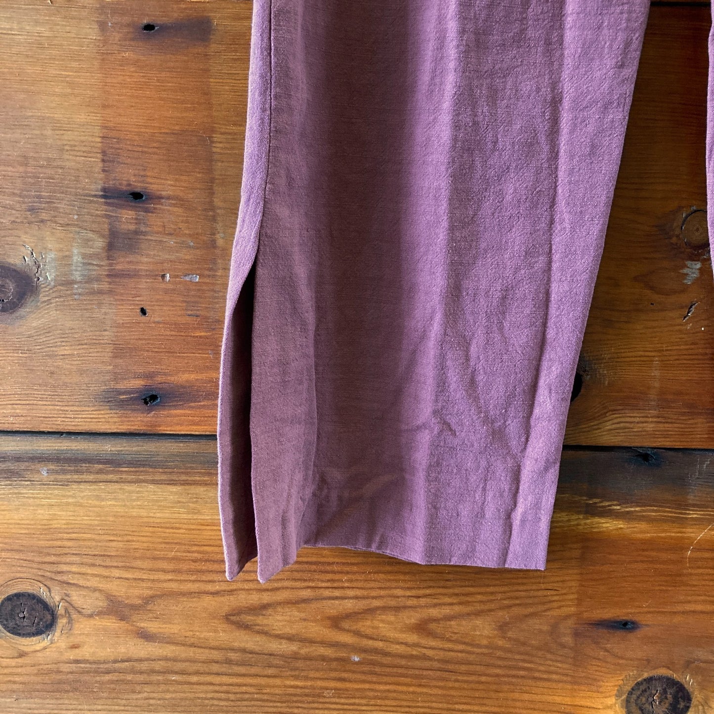 6 - Anda Mauve Linen Blend Split Hem Wide Leg Trouser Pants 0312IG