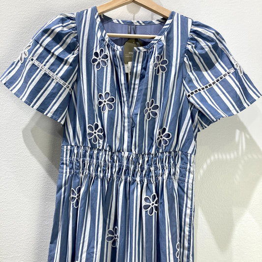 by Anthropologie Blue Striped NEW Eyelet Somerset Dress - Size S - 0501SE