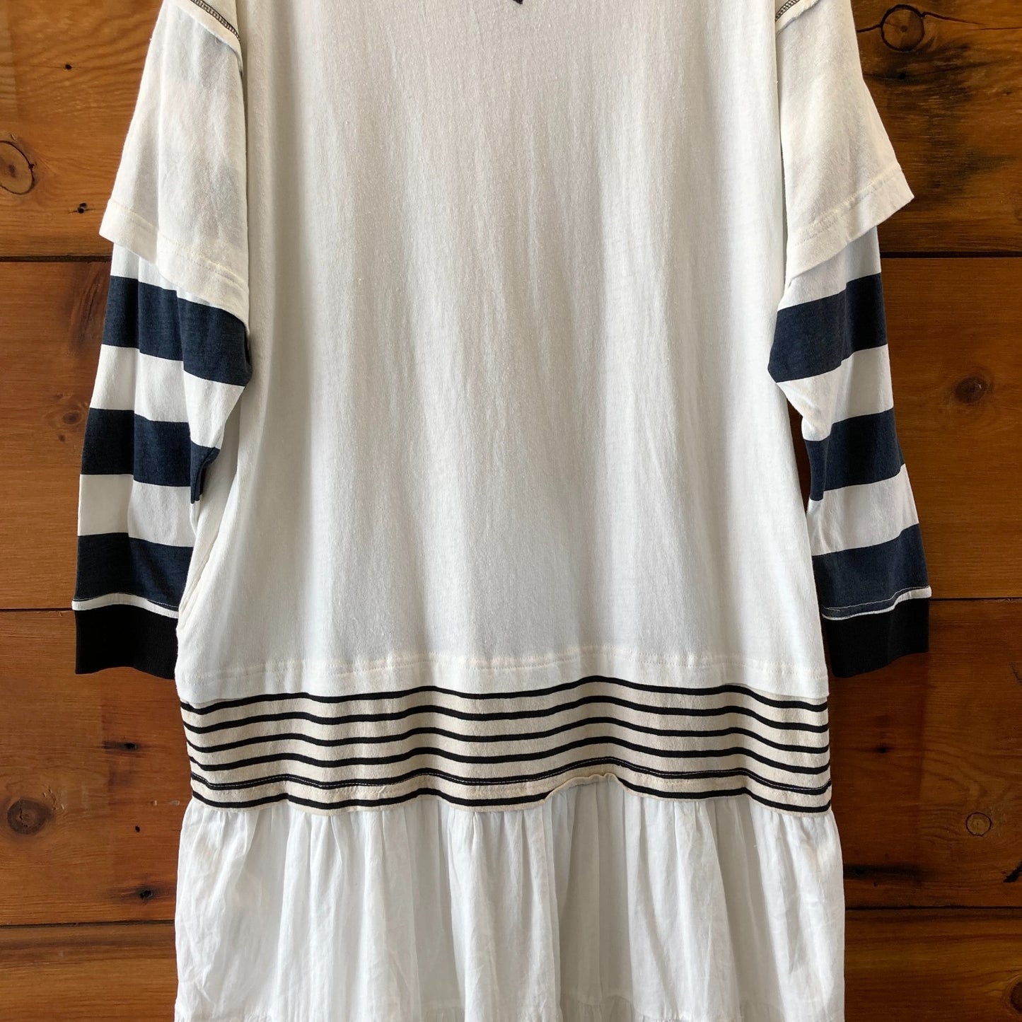 Free People NEW White Long Sleeve Stripe Accent Maxi Dress - Size S - 0425SV