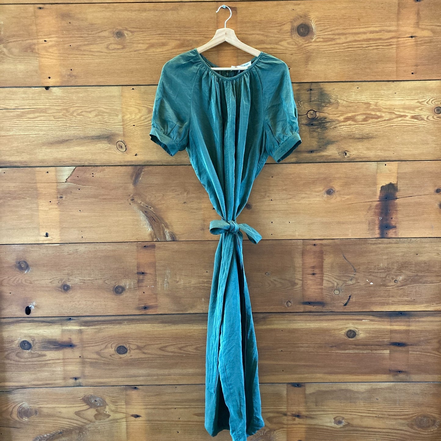 Caron Callahan Green Theos Short Sleeve Breezy Cupro Jumpsuit - Size S - 1125KG