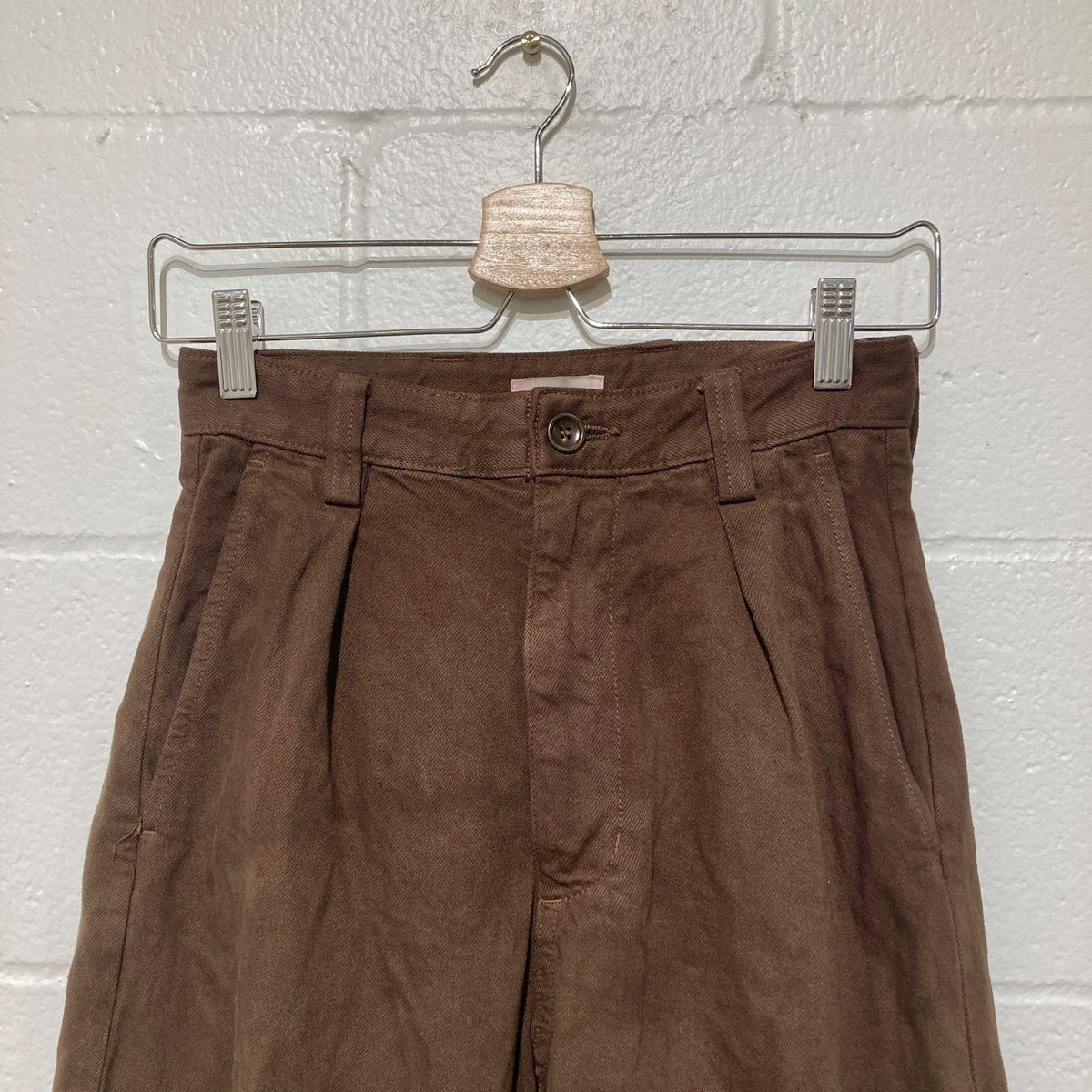 Ozma of California Dark Brown Wide Leg Cotton Pants - Size XXS - 0312IG