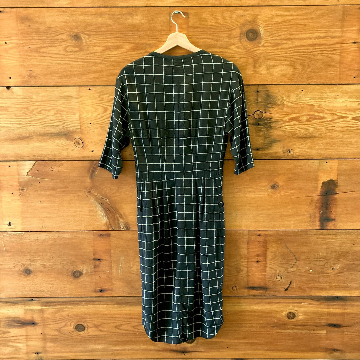 Steven Alan Black & White Windowpane Laurel Silk Midi Dress - Size 2 - 0224TP