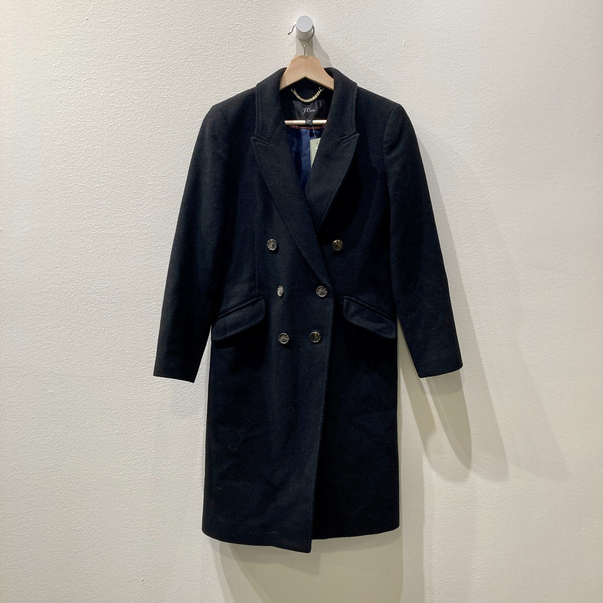 J Crew Black Double-breasted Topcoat Wool Cashmere Coat - Size 00 / XXS - 0903BN