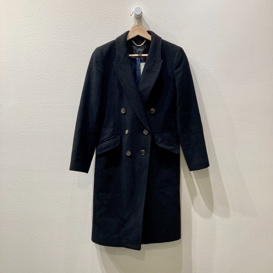 J Crew Black Double-breasted Topcoat Wool Cashmere Coat - Size 00 / XXS - 0903BN