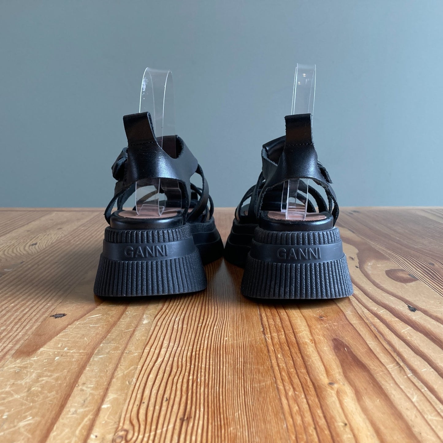 36 / 5.5 - GANNI Black Leather Platform Creepers Fisherman Sandals Shoes 0312IG