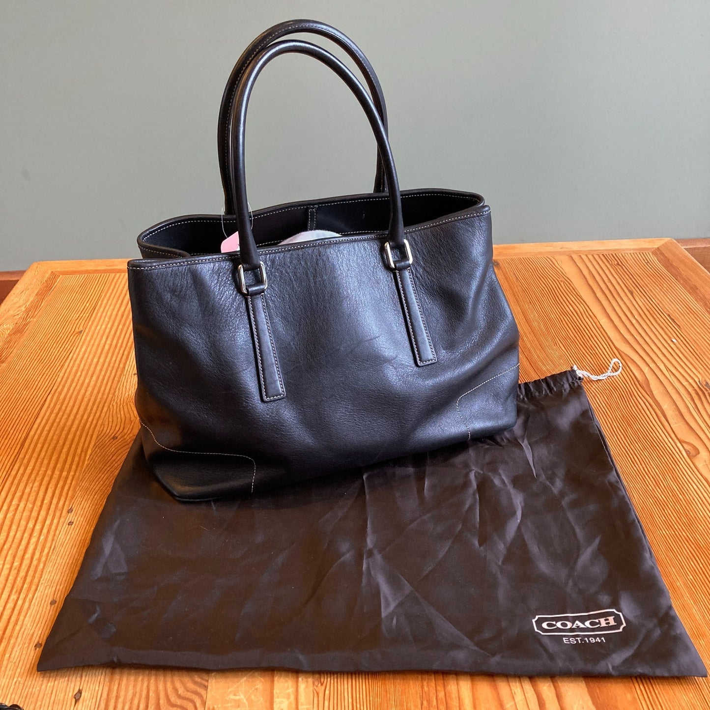 Coach VTG Y2K 2001 Hampton Black Leather Tote Bag Purse D1J 7757 *stain 0204NC