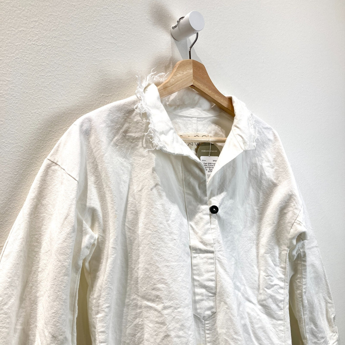 Fant $300 Ivory White Cotton Raw Edge Pullover Shirt Top - Size 1 / S - 1217MA