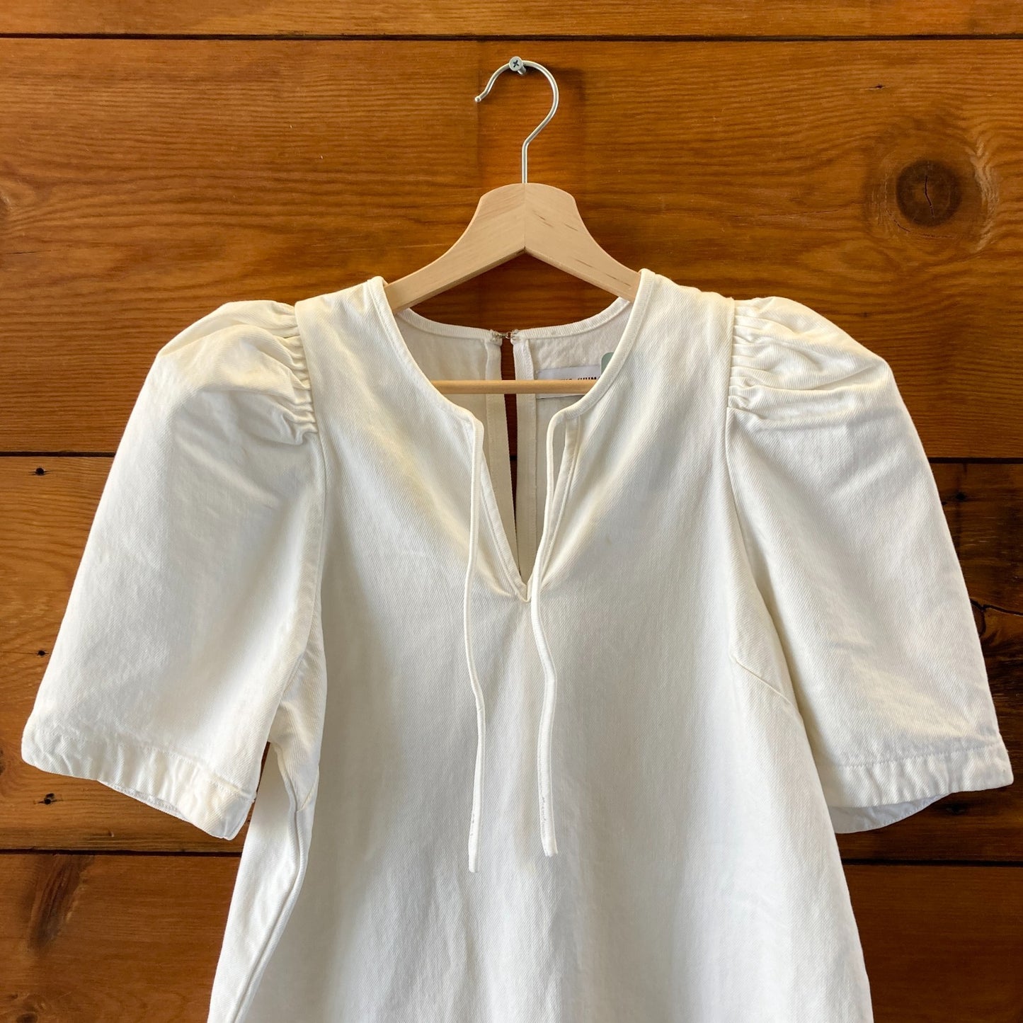 Citizens of Humanity White Denim Puff Sleeve Delilah Dress - Size M - 1203TR