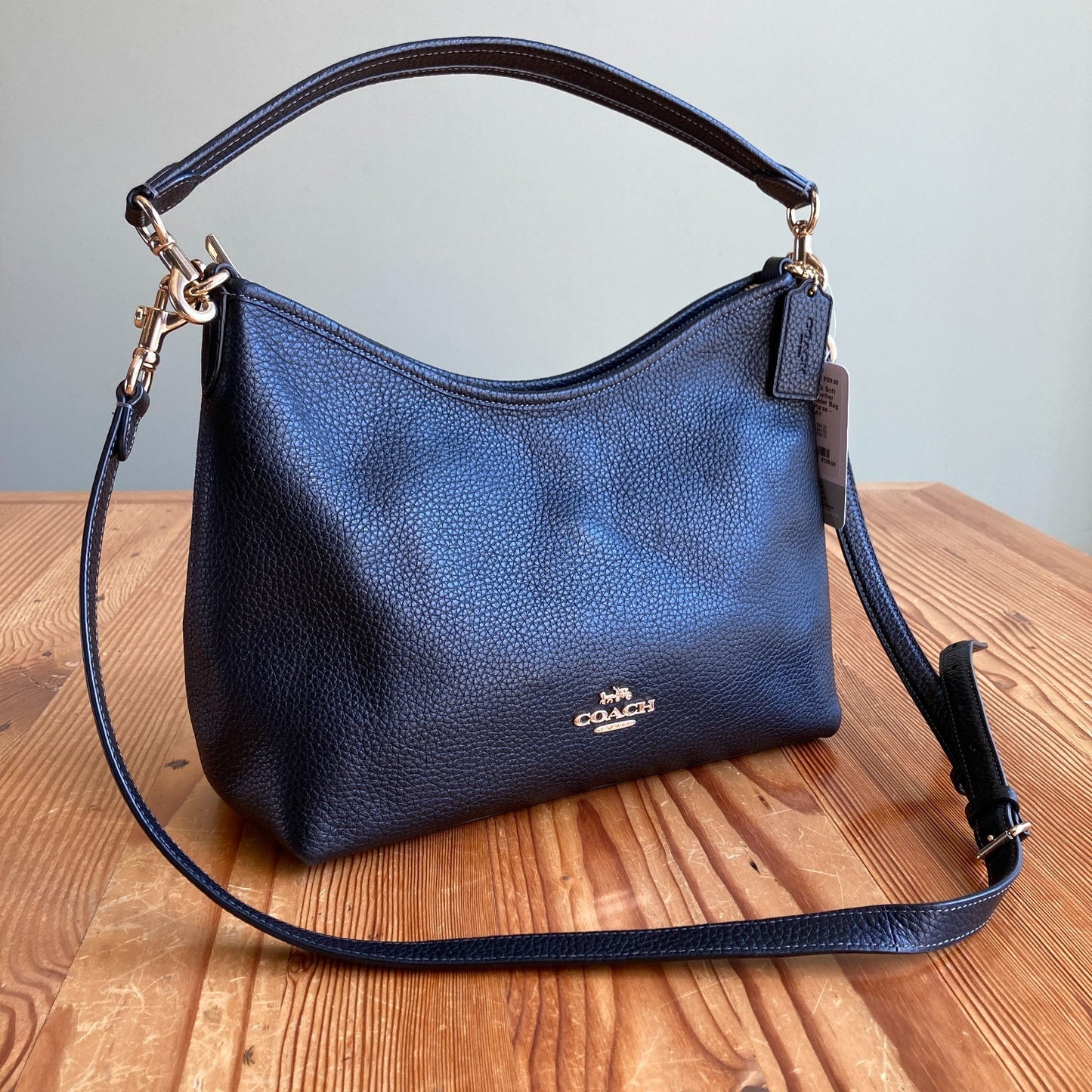 Coach Black Soft Pebbled Leather Laurel Shoulder Bag CR148 Purse - 0311AY