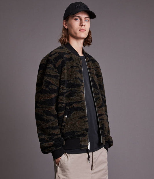 XS - AllSaints $300 Cameo Reversible Fleece Bomber Jacket Coat 0927EK