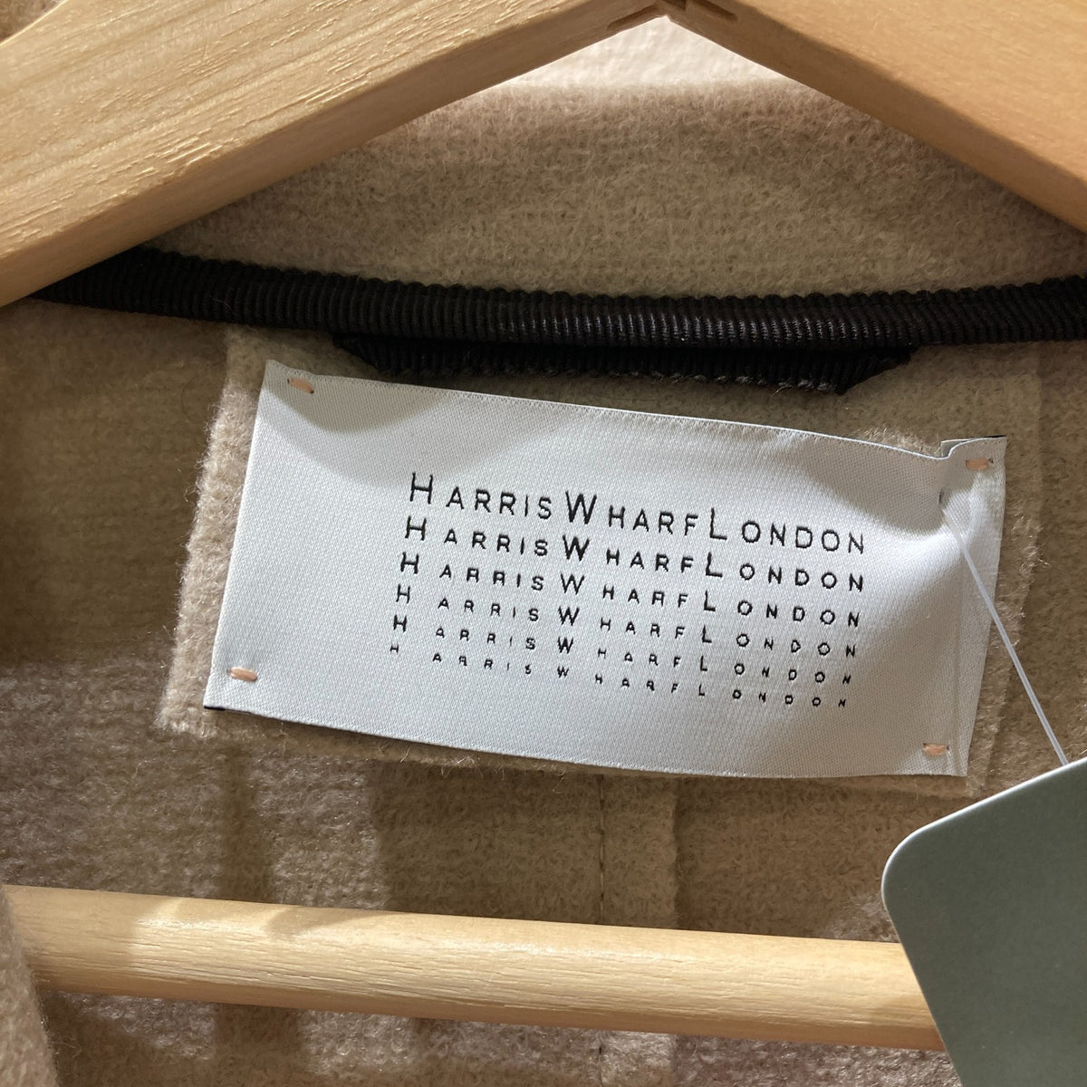 Harris Wharf Beige Tie Waist Wool Double Breasted Coat - Size 44 / L - 1125KG