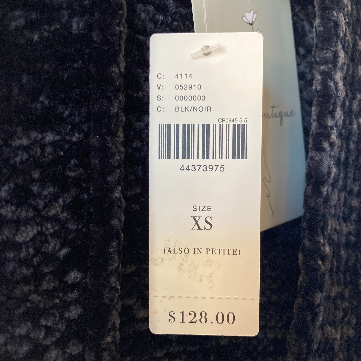 Moth Anthropologie Black Lily Chenille Oversized Cardigan Sweater - XS - 0723LH