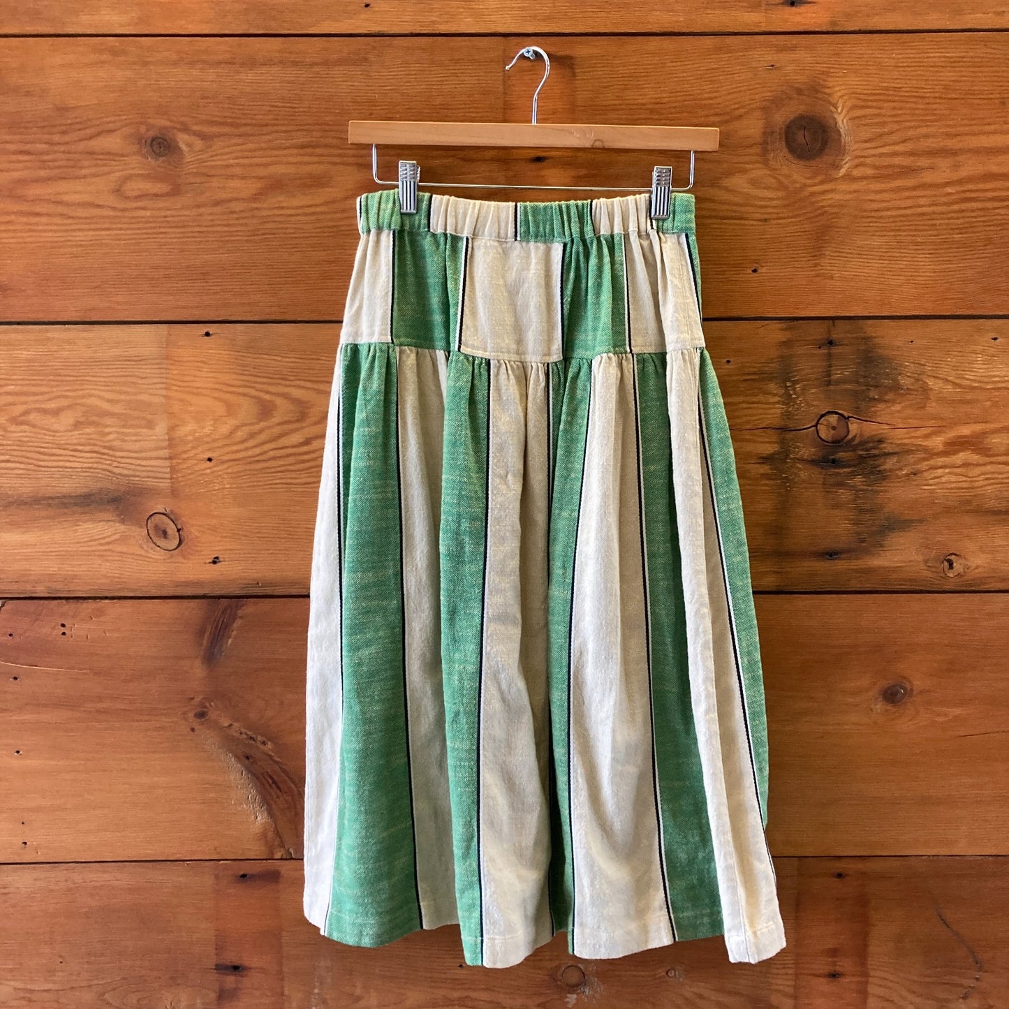 Ace & Jig Green & White Striped Porto Big Pocket Midi Skirt - Size XS - 0706AV