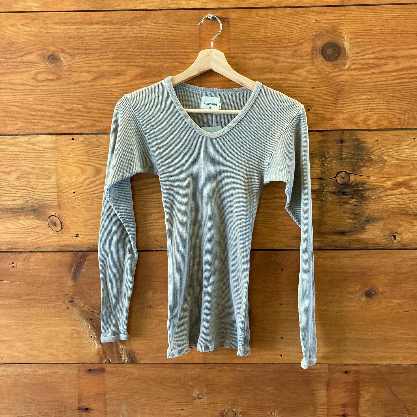 Rudy Jude Cement Waffle knit Scoop Neck Long Sleeve Shirt Top - Size S - 0312IG