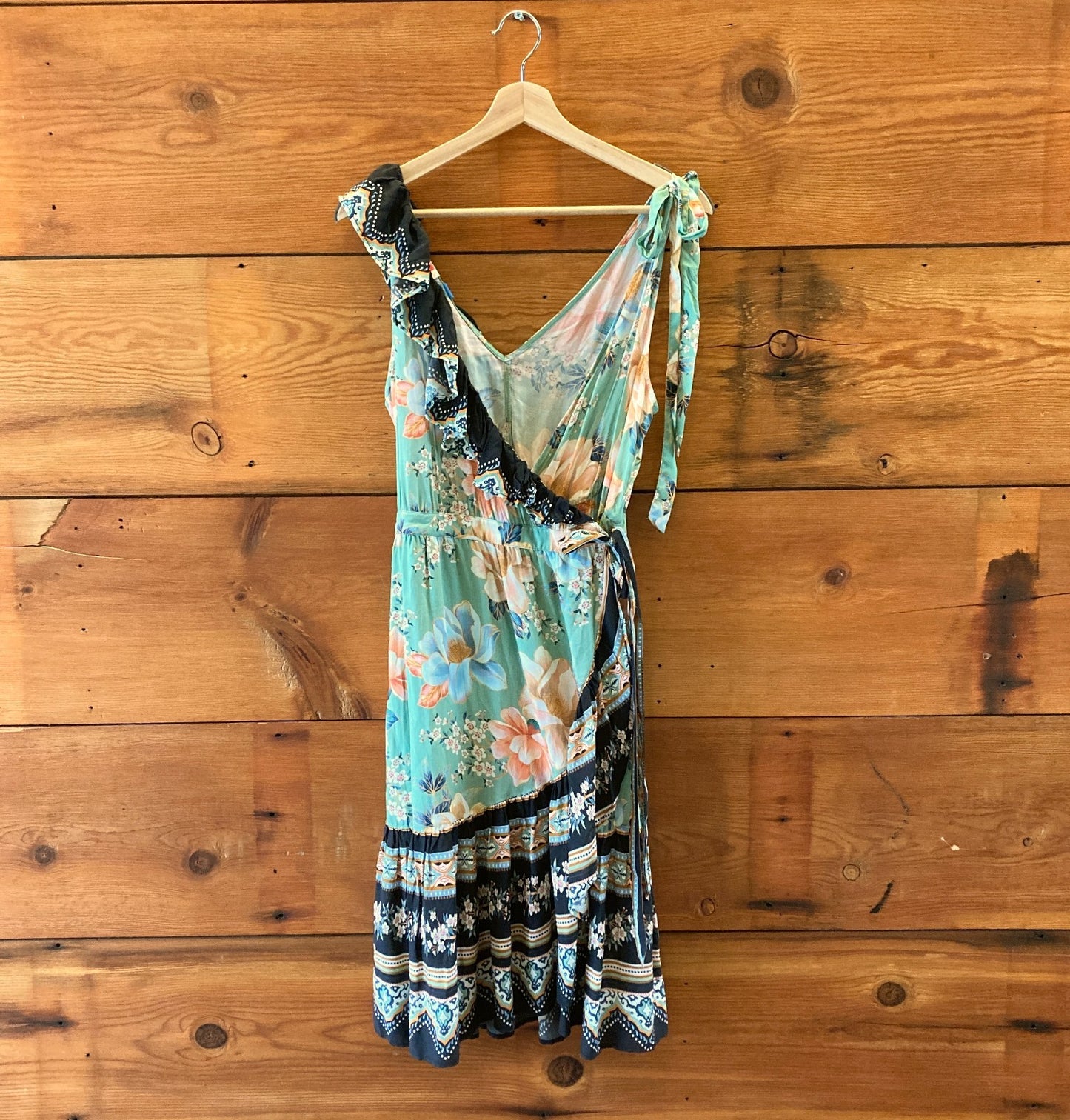 Farm Rio Anthropologie Mint Floral NEW Monica Wrap Dress - Size S P - 1118SM