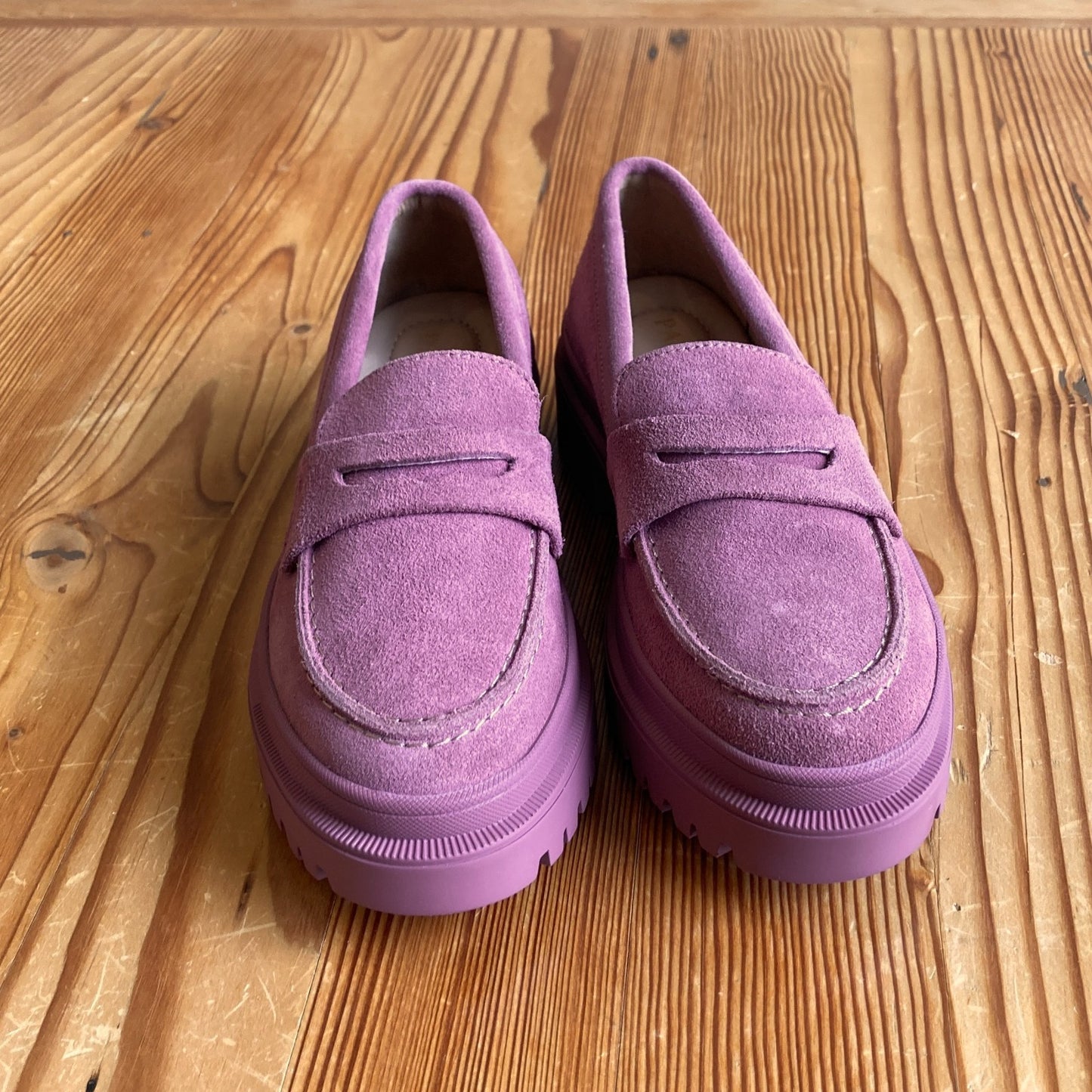 5.5 - Patina Pink Foxglove Suede Zoe Chunky Penny Loafer Shoes 0104KR