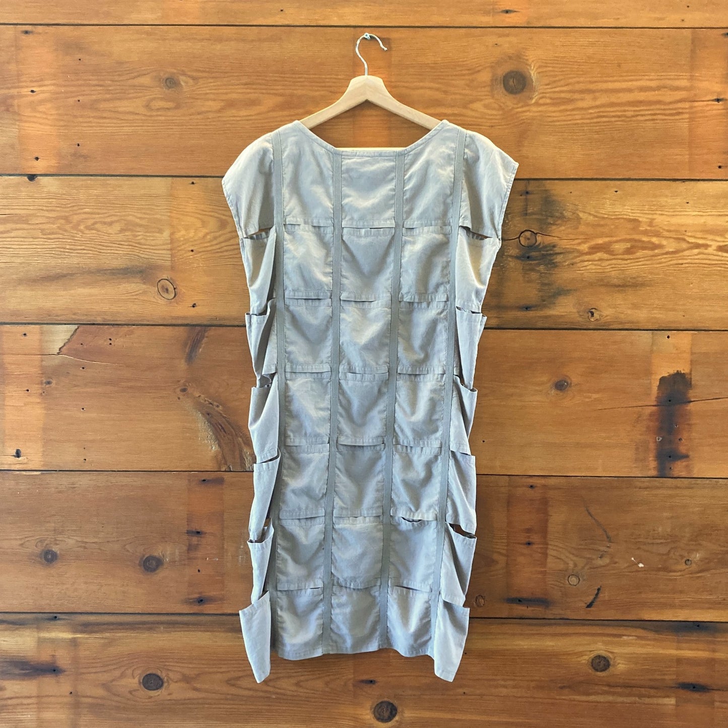 Prairie Underground Tan Unique Strip Fabric Organic Shift Dress - Sz S - 1117KW