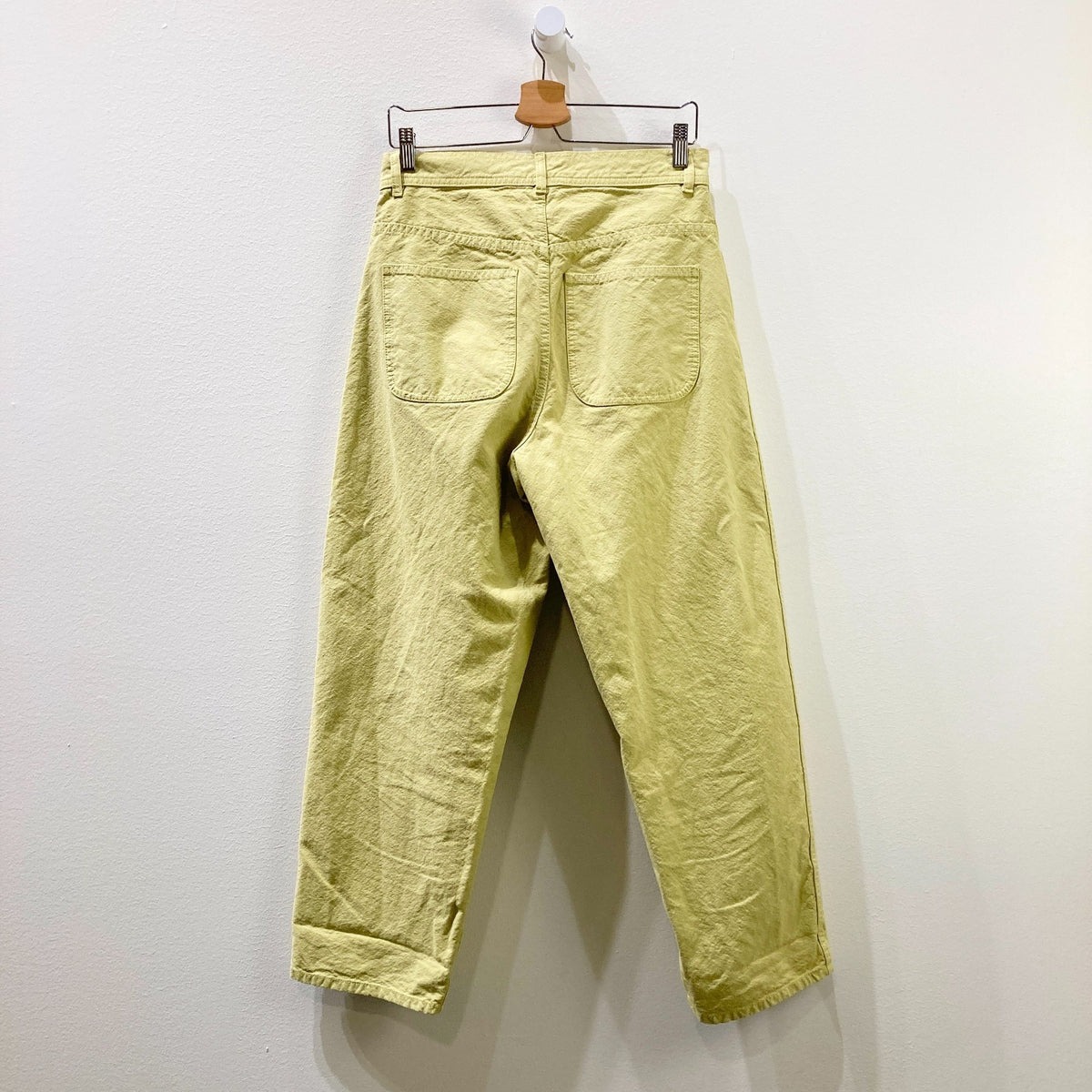 Jesse Kamm Lime Green Button Fly Wide Leg Waxed Canvas Pants - Size 2 - 0920PW