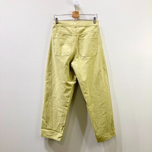 Jesse Kamm Lime Green Button Fly Wide Leg Waxed Canvas Pants - Size 2 - 0920PW