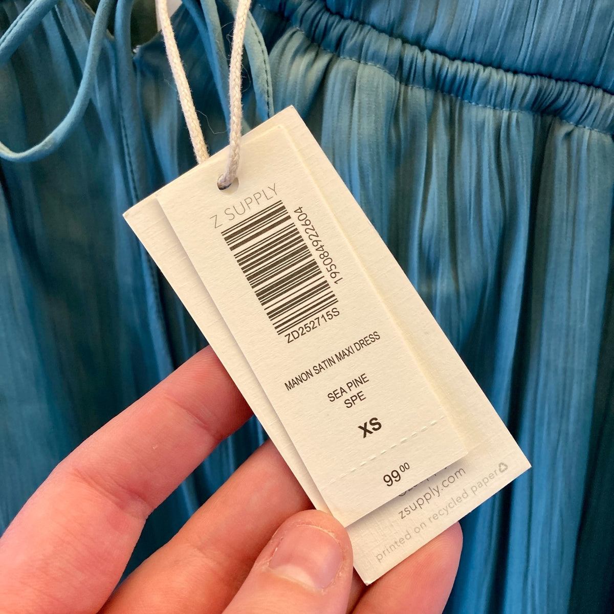 Z Supply NEW $99 Sea Pine Manon Satin Maxi Dress - Size XS - 0313SH