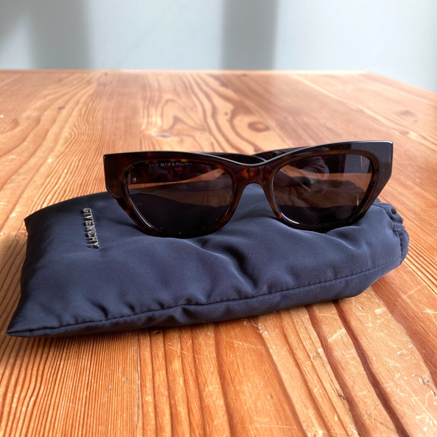 Givenchy Dark Havana Acetate Frame Cat-Eye Sunglasses w/ Dustbag - 0428KS