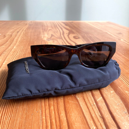 Givenchy Dark Havana Acetate Frame Cat-Eye Sunglasses w/ Dustbag - 0428KS